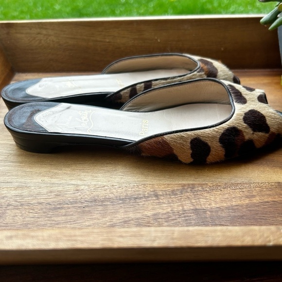 Christian Louboutin Animal Print Calf Hair Slides Sandals | Size 36 US 6 w/ Box - Picture 6 of 15